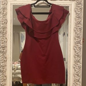 Off the shoulder maroon dress